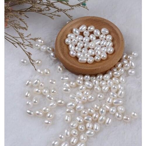 50Pcs/Pack Factory Price 6mm White Natural Freshwater Pearl Rice Shape Loose Beads No Hole For Jewelry Making