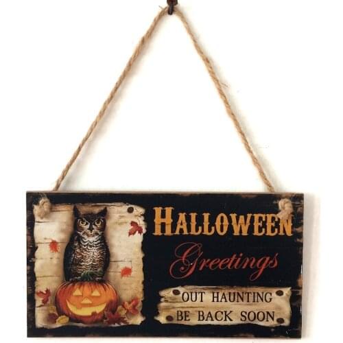 Halloween Wood Hanging Sign Decorations Halloween Pumpkin Party Home Wall Door Window Decorations House Yard Party Decor