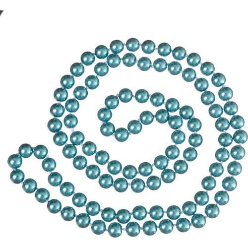 8mm Round Blue Imitation Pearls Shell Charm Necklace Wholesale Manual Diy Long Pearls Necklace 36inch For Elegant Ladies H867