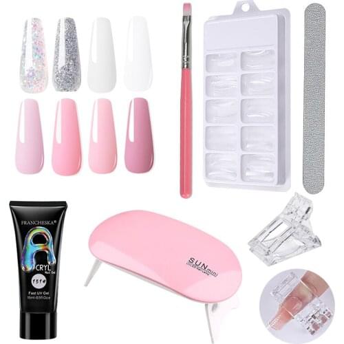 Francheska Nail Extension Glue Set Quick Extension Crystal Nail Extension Gel Acryle UV LED Nail Lamp Manicure Nail Art TSLM1