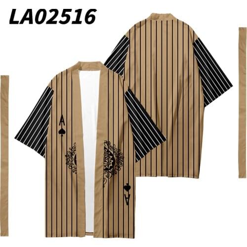 Summer Japanese Casual Kimono With Belt Men Jacket Top Blouse Loose Fashion Streetwear Oversized 6XL