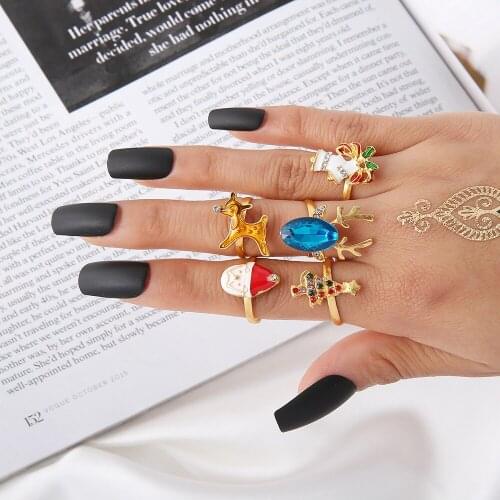 Matching Christmas Rings Set for Women Anillo Bagues Bohemian Jewelry Teen Girls Sieraden Accesorios Mujer Fashion 2021 Bijoux