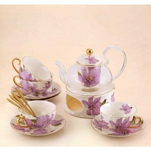 Creative European Afternoon Tea Cups Set British Pastoral Lily Bone China Teacup Coffee Cup And Saucer Pot Home Party Drinkware