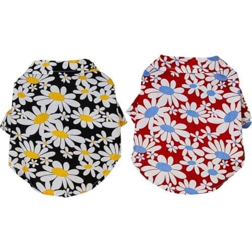 Pet Dog Chrysanthemum Shirt Cotton Puppy Short Sleeve Dog Summer Cool Comfort Flower Vest Pets Clothes