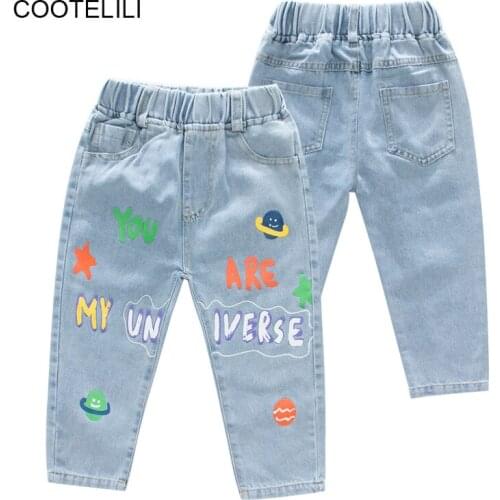 COOTELILI Fashion Kids Letters Jeans Clothes Classic Pants Denim Clothing Children Baby Boy Casual Bowboy Long Trousers