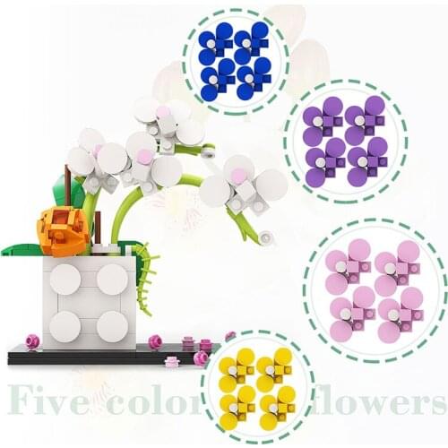 MOC Butterfly Orchid Vase Building Blocks Phalaenopsis Flowers Bricks Bloom Plant Toys for Children Home Decoration Idea Gifts