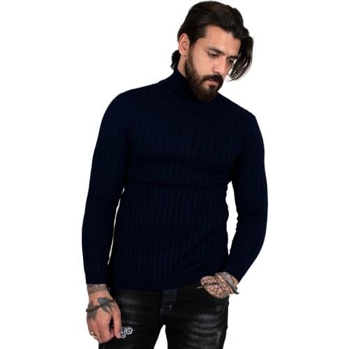 DeepSEA Male Sweater Cotton Half Turtleneck Slim Fit Striped Knitted Autumn Winter Casual Hot Sale 2100017