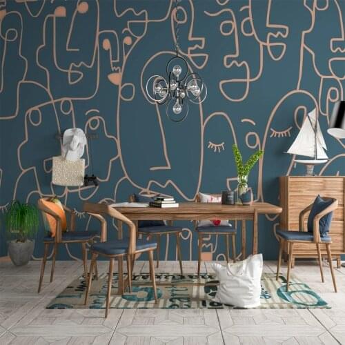 Custom 3D Mural European Style Abstract Art Lines Blue Wall Covering Non-woven Bedroom Living Room Sofa Background Wall Paper