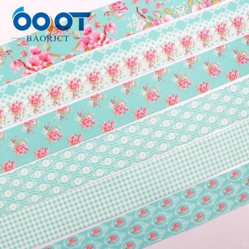 OOOT BAORJCT 1712272 38 mm 10 yards Flower ribbons thermal transfer printing lattice wedding accessories DIY handmade materials