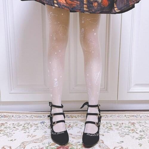 Angel sign the original lolita female socks thin tights printing tipping white black tights