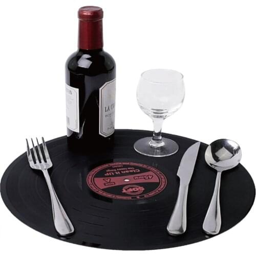 Retro Vinyl Record Coaster Placemat Round Heat Resistant Silicone Drink Mat Home Table Tea Coffee Cup Pad Decor