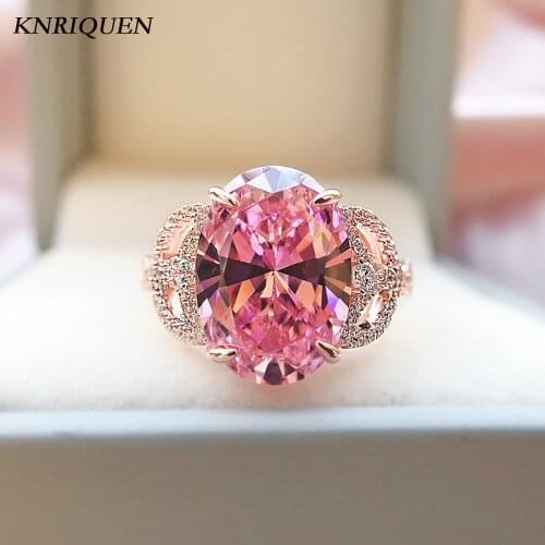Luxury 925 Sterling Silver Wedding Engagement Ring for Women 10*14mm 10 Carat Pink Sapphire Diamond Ring Party Fine Jewelry Gift