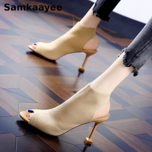 Женские туфли с открытым носом Samkaayee China At AliExpress