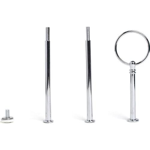 Silver Metal Fitting Wedding Birthday 3 Tier Round Style Rod Fruit Tray (excluding Plate) Cake Stand Handle