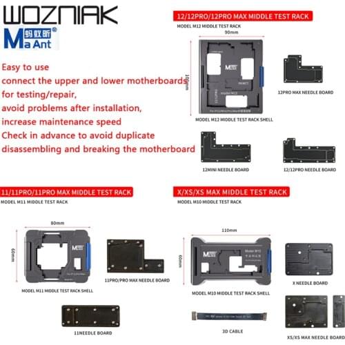 MaAnt M12/M11/M10 Motherboard Middle Layer Tester Platform for iPhone X-12MINI 12 PRO MAX Logic board Lower Middle Layered Teste