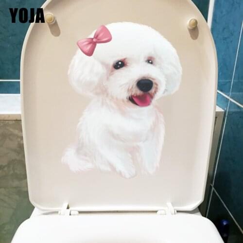 YOJA 17.1×22CM Lovely Cartoon Dog Modern Style Home Wall Stickers Decoration Toilet WC Accessories T1-2381