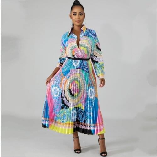 2 Pieces Set Sexy Autumn Fashion Women Sets 2020 Female Tops Floral Print Long Sleeve Shirt Elastic Waist Long Skirts