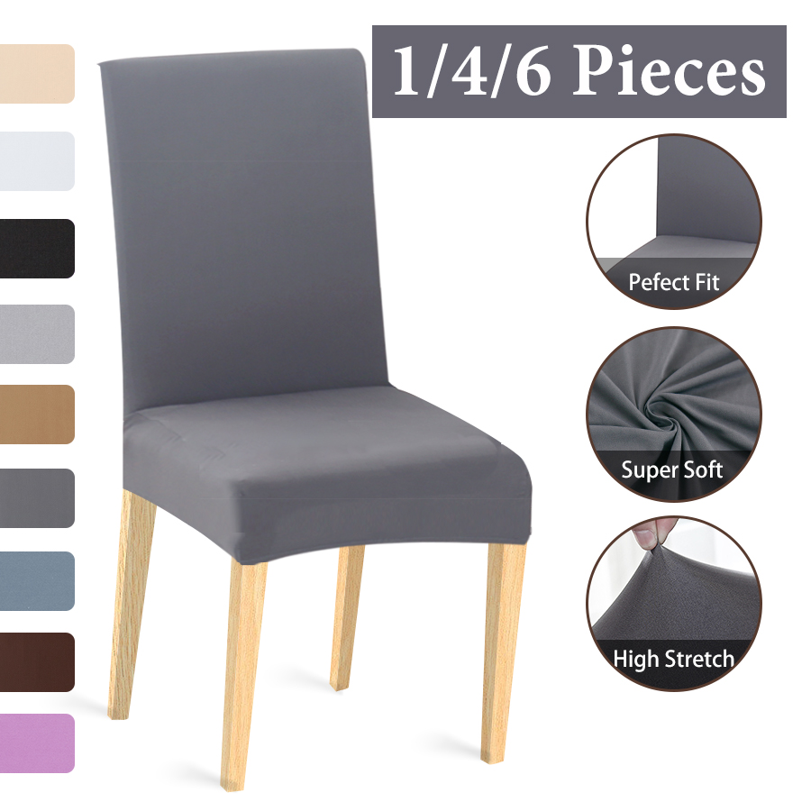 Solid Color Chair Cover Stretch Spandex Elastic Slipcovers Chair Covers White For Dining Room Kitchen Wedding Banquet Hotel