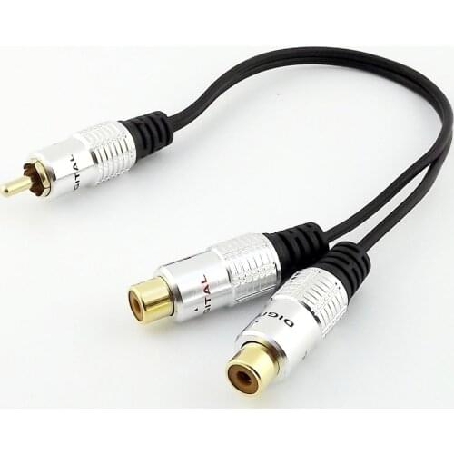 1pc RCA Phono Male to 2 RCA Female Jack Y Splitter Audio Video AV Adapter Cable 25cm