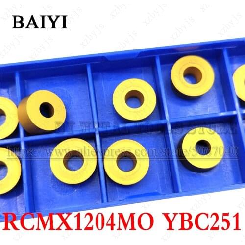10pcs RCMX1204MO YBC251 RCMX 1204MO YBC251 Carbide milling Inserts Turning Milling lathe cutter turning Tools CNC Metal for Stee