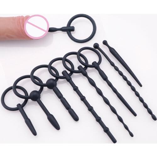 8pcs Urethra Sounding Silicone Urethral Dilator Male Masturbator Soft Penis Sounds Set Plugs Rod Sex Toys For Men Gay Sex Shop