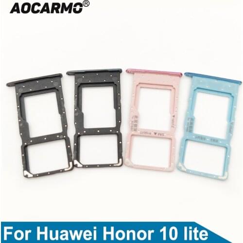 Aocarmo SD MicroSD Holder Nano Sim Card Tray Slot For Huawei p smart (2019) / Honor 10 lite POT-LX3 POT-LX1 POT-LX2J