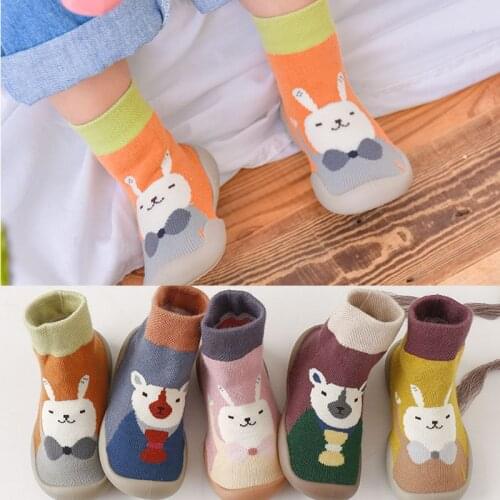 New autumn winter children non-slip floor socks terry thickening baby toddler shoes baby indoor soft rubber socks shoes