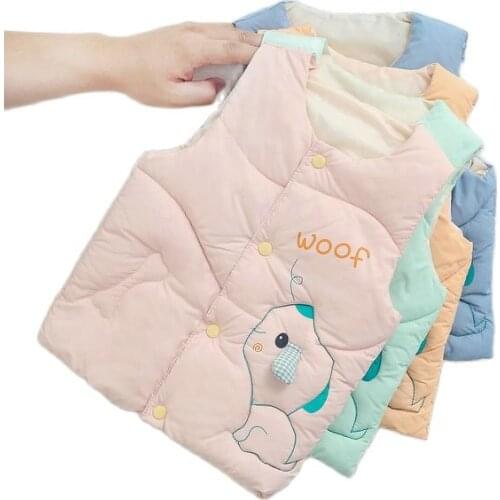 Children Vest Girl Boy Waistcoat Lightweight Autumn Winter Toddler Cartoon Dog Letters Pattern Sleeveless Jackets Kids Vest Coat