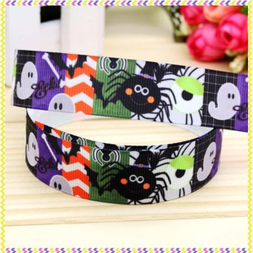 DHK 7/8'' 5yards halloween printed grosgrain ribbon headwear hair bow diy party decoration OEM Wholesale 22mm E942