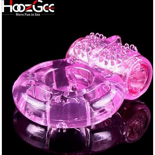 HoozGee Delay Ejaculation Penis Ring Vibrator Studs Clitoris Stimulation Orgasm Cock Ring Sex Toy for Men Adult Sex Products