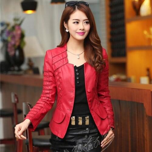 New Women Plus Size 4xl Faux Leather Jacket 2020 Fashion Ladies Slim Motorcycle Jackets Spring Autumn Red Biker Outerwear Coats