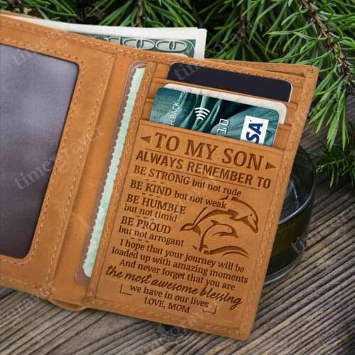 Mom To Son - Face Challenges With Confidence - Three Fold Wallet