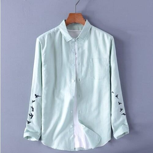 New Suehaiwes brand Italy white shirt men spring and summer long-sleeved shirts male casual embroidery shirt mens camisa