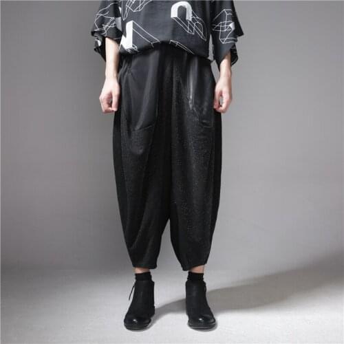 New mens clothing personality Loose Harem Pants low-end hip-hop wide leg pants with a sense of drape Ninth pants