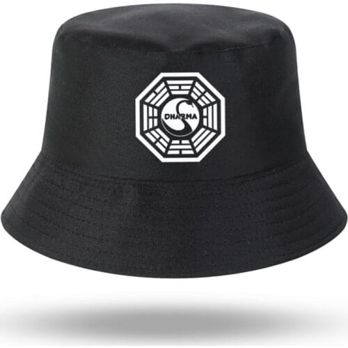 American TV Play Series LOST Dharma Initiative Print Men Women Bucket Hat Outdoor Panama Fishing Cap Fisherman Hat Fishing Hat