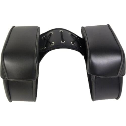 Pair Motorcycle Left Right Side Saddle Bags PU Leather Storage Luggage Fork Tool Pouch