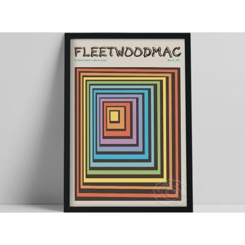 Fleetwoodmac Band Gig Poster, Pop Rock Music Lover Collect Prints, Abstract Quadrate Rainbow Geometry Wall Picture, Fans Gift