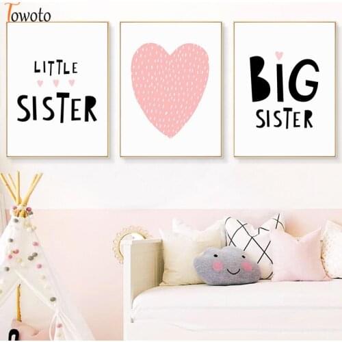 Quotes Posters Heart Print Scandi Canvas Painting Pink Nursery Wall Art Baby Girls Bedroom Decorative Wall Pictures Unframed
