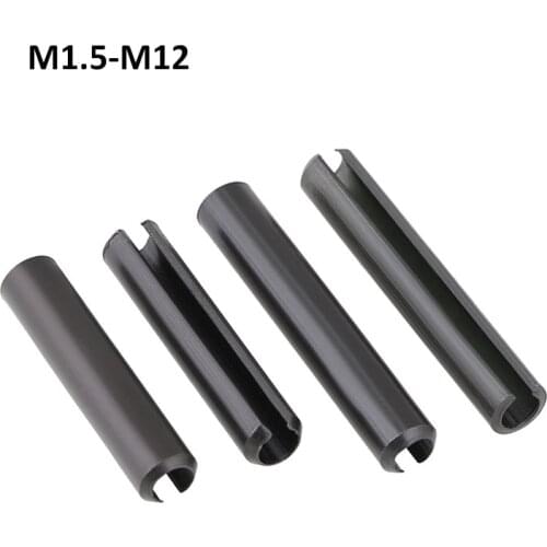 65Mn Carbon Steel Spring Pin Cylindrical Elastic Open Pin Positioning Pin M1.5 M2 M2.5 M3 M4 M5 M6 M8 M10 M12 Black