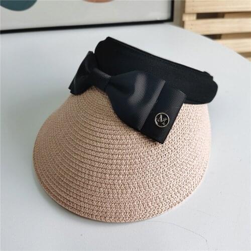 Summer hat outdoor sunscreen ponytail straw hat face transparent sun hat handmade natural raffia female hat empty top hat