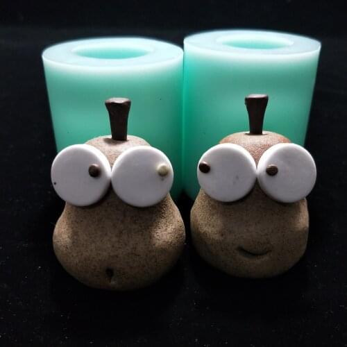 QT0232/3 PRZY Silicone Mold Fondant Mould Soap Candle Molds Clay Resin Cartoon Pear Shaped Doll Couple Doll 2pcs Silicone Rubber
