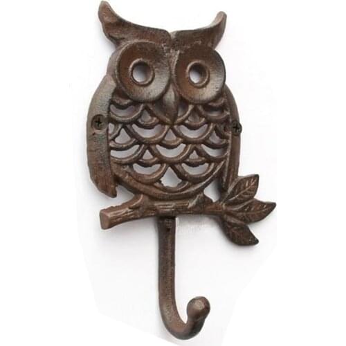 Nordic Village Cast Iron Owl Hook Dress Hat Coat Hanging Hanger Bathroom Robe Hooks Creative Retro Bar Garden wall Hangings
