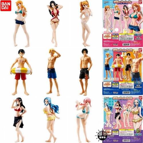 BANDAI Gacha One Piece Swimsuit Nami BoaHancock Luffy Ace Sabo model