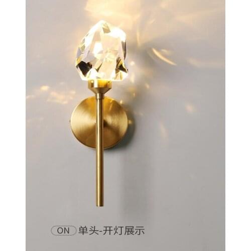 Modern LED Crystal Wall Light All Copper Nordic Gold Wall Lamp for Bedroom Living Room Corridor Home Decor Lighting Fixture