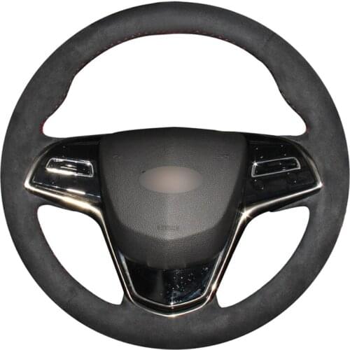 Hand-stitched DIY Black Suede Car Steering Wheel Cover for Cadillac ATS 2013 2014 2015 CTS 2014 2015 2016 Accessories
