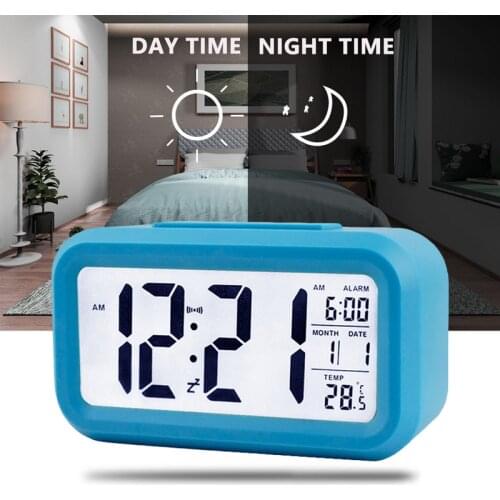 LED Digital Alarm Clock Electronic Clock Smart Mute Backlight Display Temperature & Calendar Snooze Function Alarm Clock Good