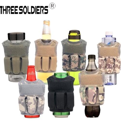 Tactical Beer Bottle Cover Military Mini Molle Vest Personal Bottle Drink Set Adjustable Shoulder Strap With EDC tool Pouch