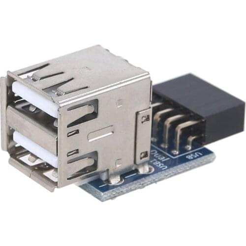 USB 2.0 Type A Female Port to Double Layer Hub Adapter Motherboard 9 Pin Header