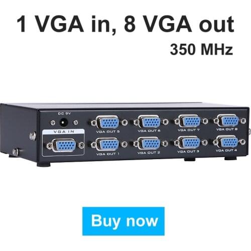 MT-VIKI Maituo 8 Port VGA Video Splitter 1 Input 8 Output 1 PC Computer Host Display on 8 Monitors Synchronously MT-3508