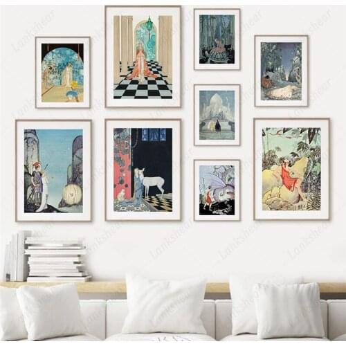 Virginia Fairy Tales Princess Knight Art Canvas Painting Nordic Posters and Prints Wall Pictures for Living Room Vintage Decor